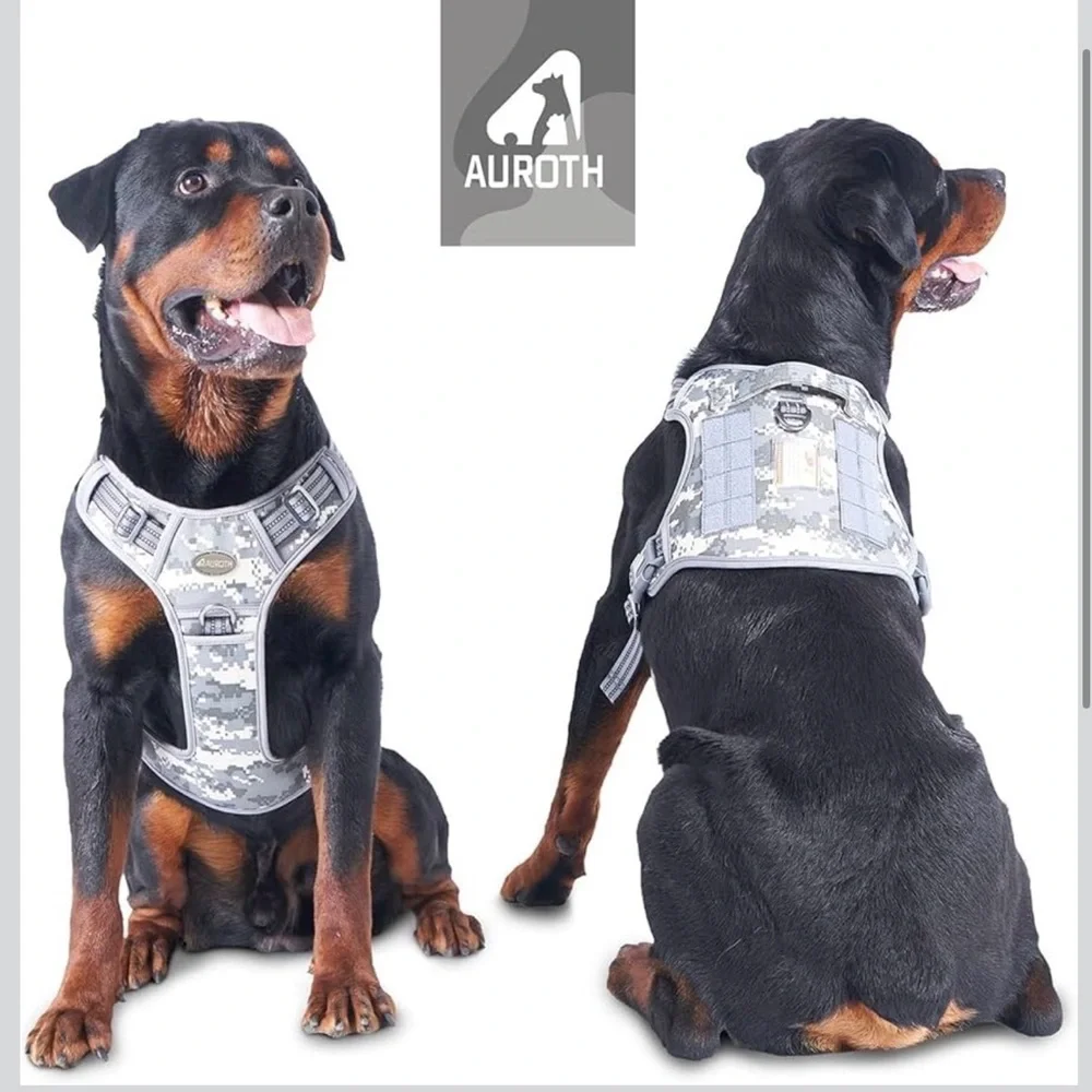 Auroth Tactical Dog Training Harness Grey Camo For Large Dogs